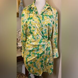 Zara print wrap dress Sz L